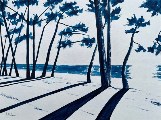 Image 1 of Ink on paper, framed. Size 30x40cm.