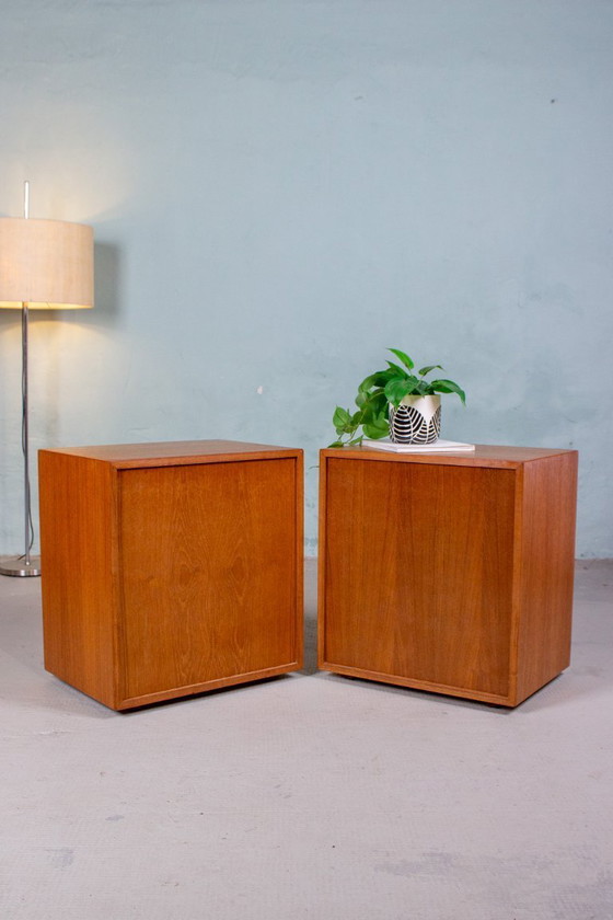 Image 1 of Teakhouten nachtkastje, console, ladekast, Deens, midden 20e eeuw