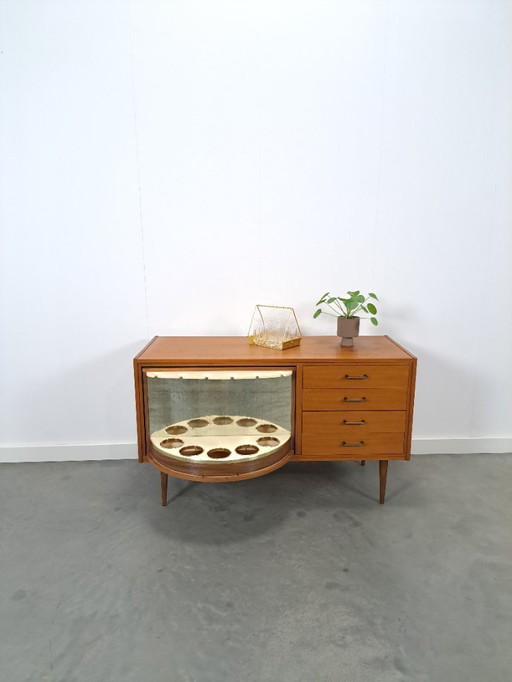 Veneer sideboard with rotating bar and drawers, bar cabinet