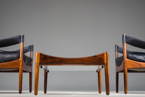 Image 1 of Mid Century Moderne Deense Palisander fauteuils en salontafel van Kristian Vedel voor Sören Willadsen, jaren 1960, set van 3