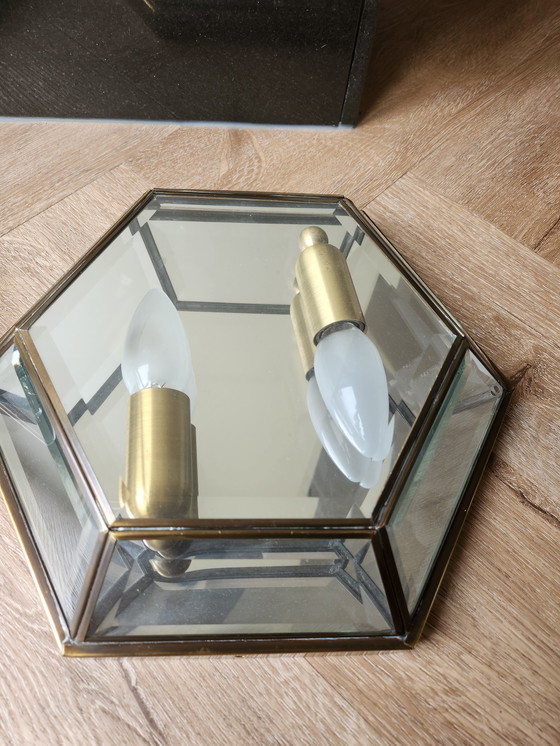 Image 1 of 2 lampade vintage sfaccettate in vetro colorato