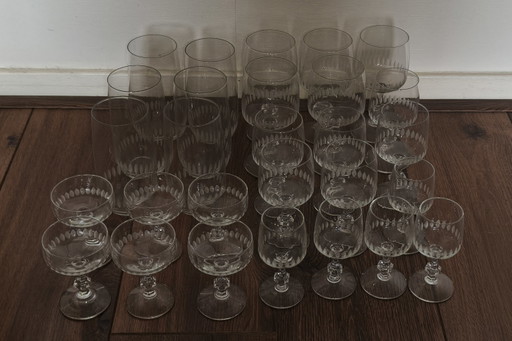 Collection complète de verrerie vintage – 28 pièces – magnifique motif gravé – glaskunst, Glass (photo 2 of 7)