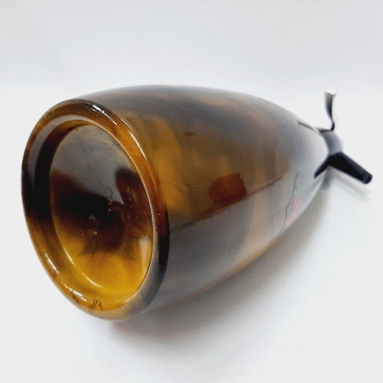 Image 1 of Vintage jaren 70 gele/bruine metalen frisdrankfles