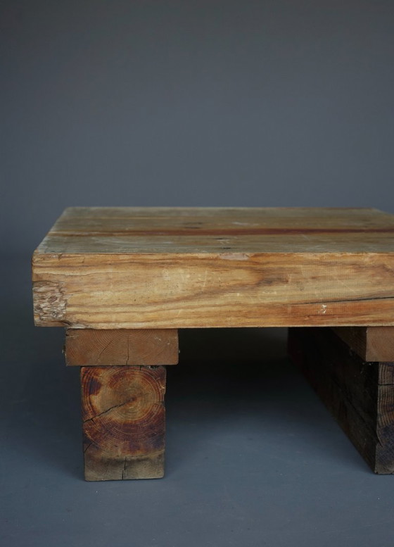 Image 1 of Kleiner Couchtisch aus Kiefernholz im Stil des Brutalismus, 1970er Jahre