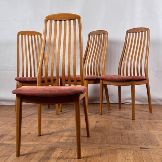 Image 1 of Juego de 4 sillas de comedor danesas de teca Schou Andersen, años 70 - Tapizado Moderno de mediados de siglo