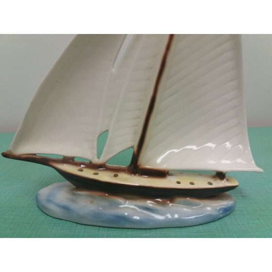 Image 1 of Vintage ceramic sailboat, Czechoslovakia 1935