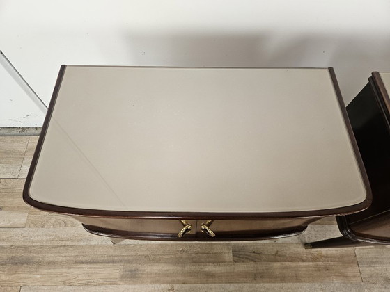 Image 1 of Art Deco nachtkastjes in mahoniehout met veren