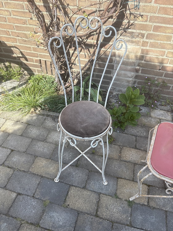 Image 1 of Elegant Iron Table And Chair, Vintage