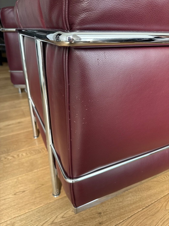 Authentic Pair Cassina LC2 – Le Corbusier – Bordeaux Leather – Chairs and lounge chairs, Chrome (photo 8 of 12)