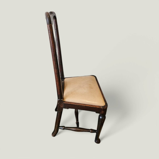 Image 1 of 4er Set seltene antike geschnitzte Eichen Esszimmerstühle Stühle