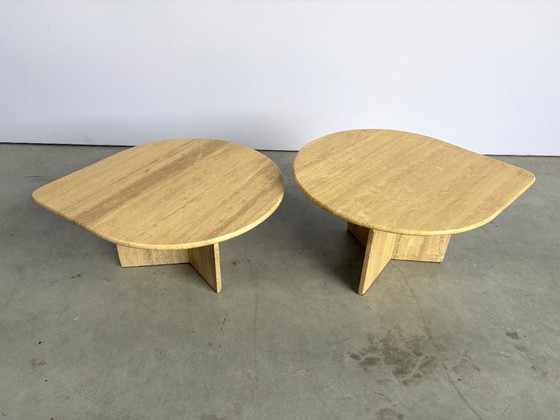 Pair of vintage travertine coffee tables or side tables, 1970s, Beige (photo 12 of 12)
