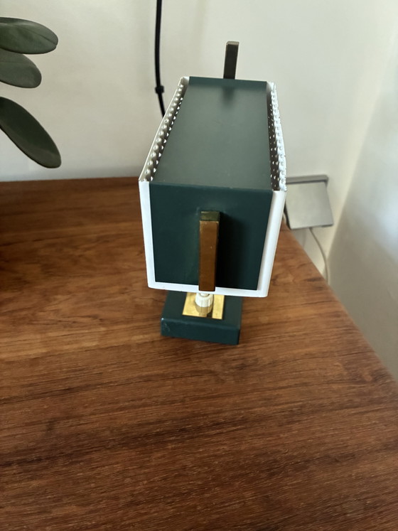 Lampada da tavolo vintage anni '50 – Stile Mathieu Matégot – Metallo perforato e Ottone – Lampade da tavolo (photo 5 of 12)