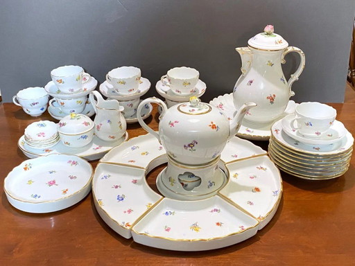 Meissen porseleinen thee- en koffieservies 'Scattered Flowers': 40-delige set