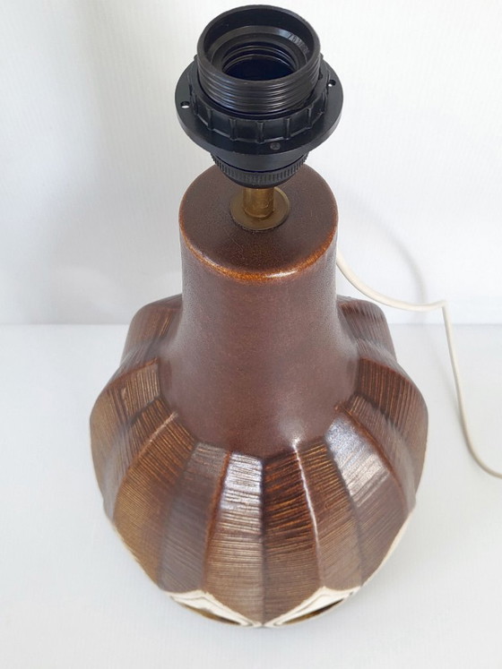 Image 1 of Vintage 1960s ceramic table or floor lamp with feather motif, West Germany, 1960s