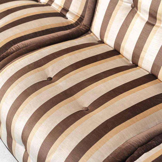 Divano modulare vintage Malga a 3 posti in tessuto a righe – Anni '70 – Sofà, Wood, Metal, Italian Design (photo 3 of 13)