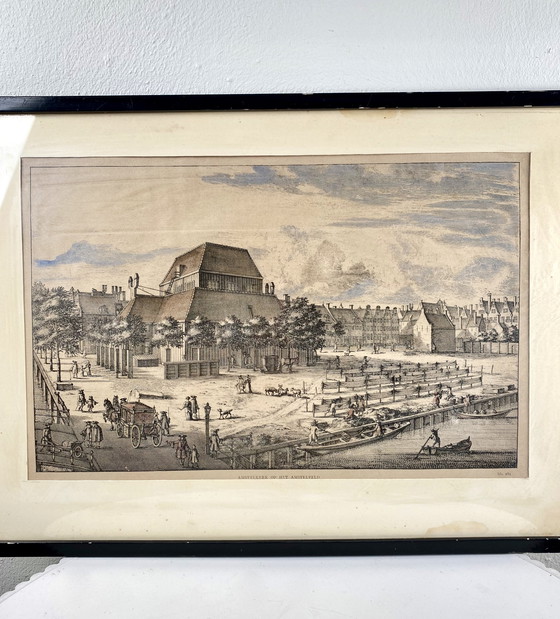 Image 1 of Acquaforte antica/vintage della chiesa di Amsterdam con cornice - Stampa architettonica/chiesa di Amsterdam in tonalità seppia d