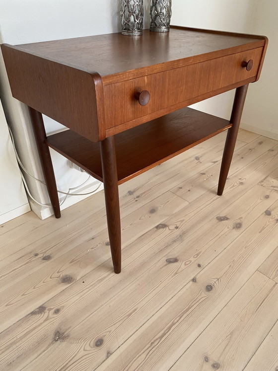 Tavolino Vintage Danese in Teak con Cassetto e Ripiano, Stile Mid-Century, Tavolini, Legno, Marrone (foto 3 di 5)