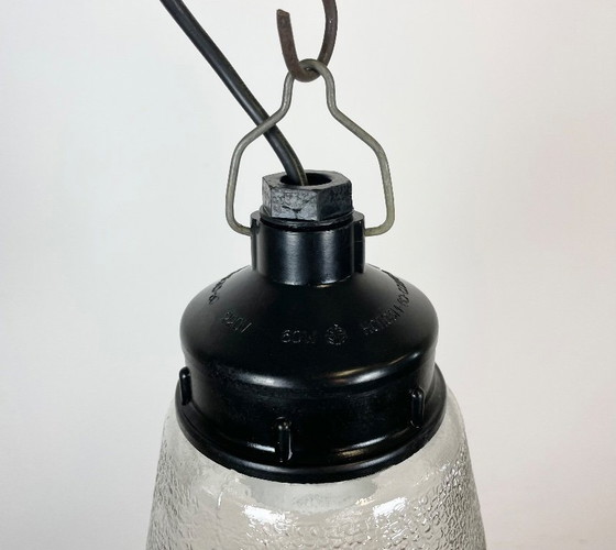 Image 1 of Industrial Bakelite Pendant Light With Frosted Glass, 1970s