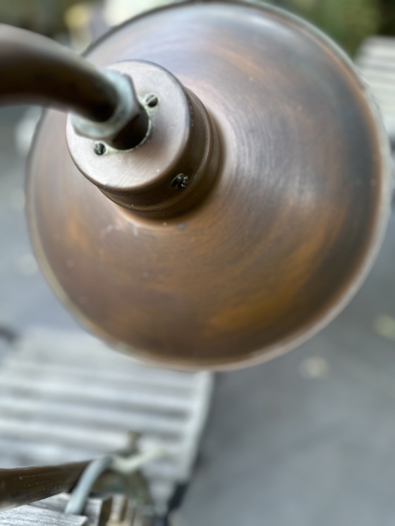 Image 1 of Industrial machine lamp with enamel shade (ca. 1930-1950)