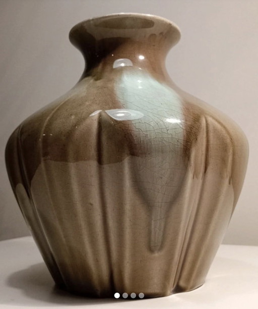 Vaso belga vintage con smalto craquelé – stile Cérabelga, anni '50