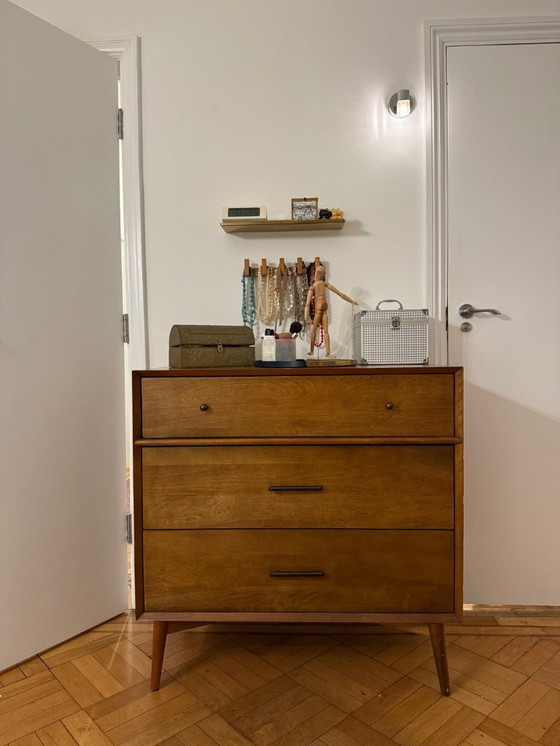 Image 1 of Cassettiera in legno massello di metà secolo con 3 cassetti - Condizioni eccellenti