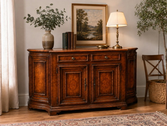 Vintage French Provençal sideboard with 4 doors – High Boards, Wood (photo 12 of 13)