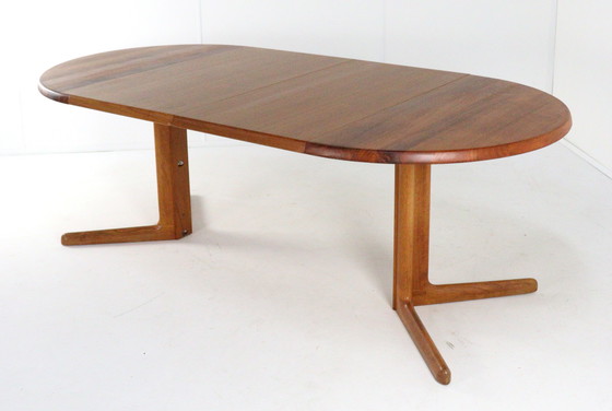Image 1 of Table de salle à manger ronde extensible en teck massif danois 'Hurup' Vintage
