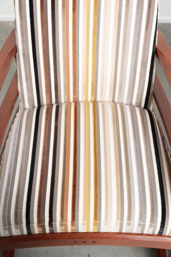 Image 1 of 4 sillas de comedor exclusivas de diseño Art Déco de Schuitema, pertenecientes a la serie Decoforma, con tapicería de tela de lu