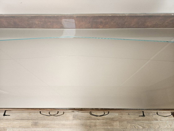 Image 1 of Walnut Burl Chest of Drawers with Double Glass Top