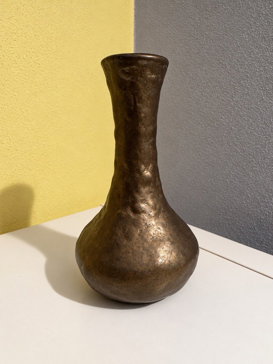 Vaso Scultoreo Vintage in Bronzo Massiccio, Design Brutalista e Wabi-Sabi, Vasi, Marrone (foto 2 di 6)