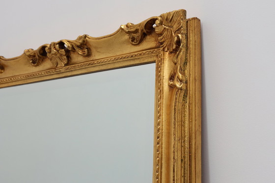 Image 1 of French Vintage square carved wooden gilded mirror in Baroque style
