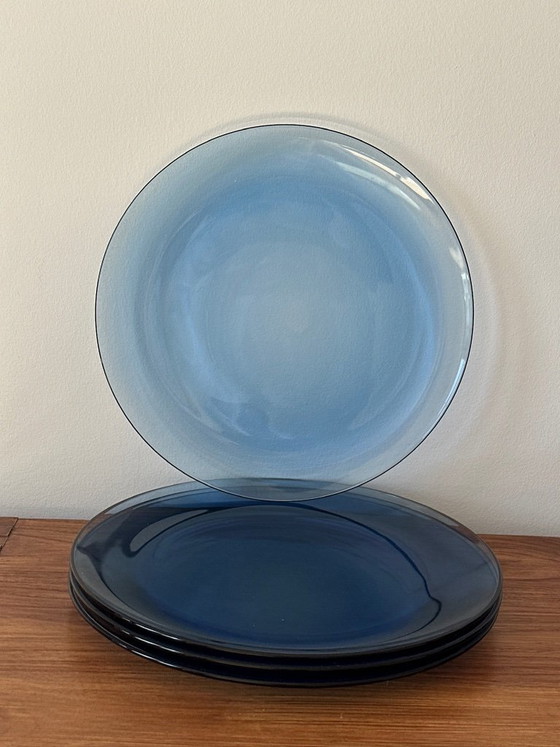 Vintage Blauwe Glazen Bordenset (12-Delig) – Mid Century / Retro – Servies, Glass (photo 5 of 6)