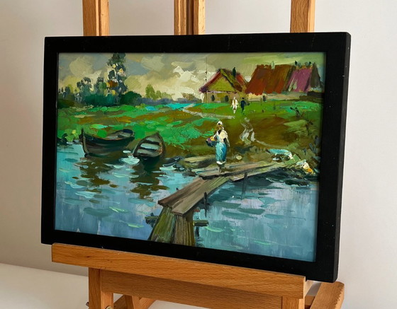 Image 1 of A Village River with Two Boats