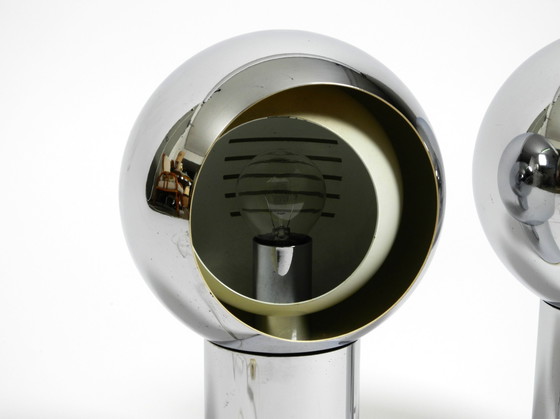Image 1 of Paar schöne große Mid Century Space Age Chrom Tischlampen - Made in Italy