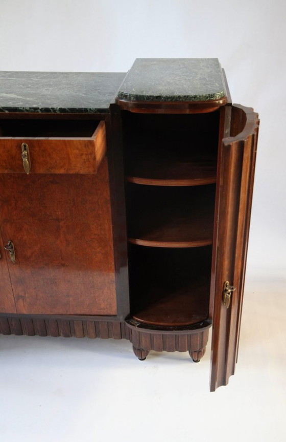 Credenza Art Déco francese, anni '30, Credenze con vetrina, Legno, Marmo, Marrone, Art Deco (foto 3 di 9)