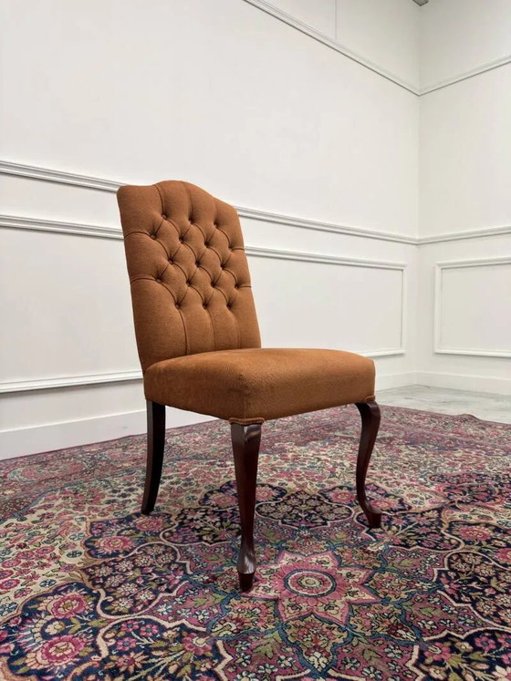 Ensemble de chaises Chesterfield classiques anglaises rembourrées, Chaises de salle à manger, Orange (photo 17 sur 18)