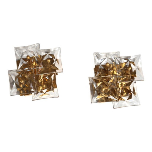 Set di 2 lampade da parete in cristallo Kinkeldey Hollywood Regency, 1970