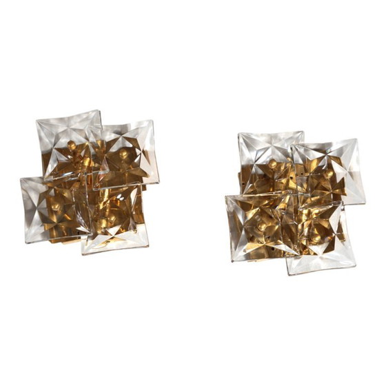 Image 1 of Set di 2 lampade da parete in cristallo Kinkeldey Hollywood Regency, 1970