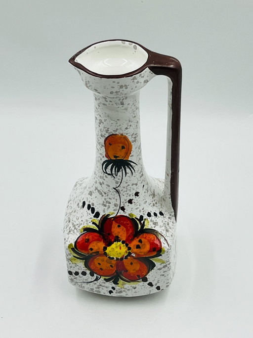 Vintage Italian vase in the shape of a carafe with floral decoration, 1970s