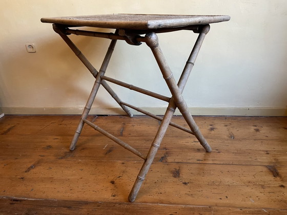 Image 1 of Sfeervolle Klaptafel Bijzettafel Faux Bamboe Frans
