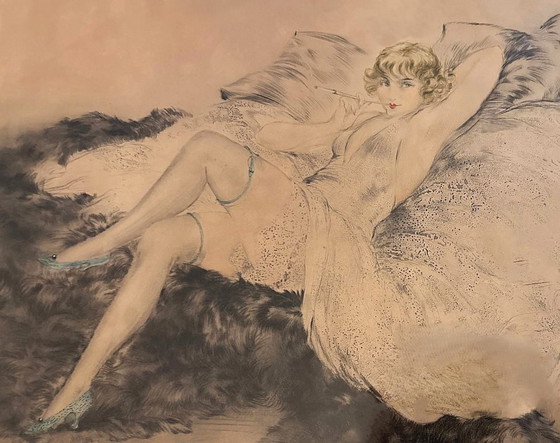 Image 1 of Original 1920s Louis Icart Etching: Reclining Female Figure