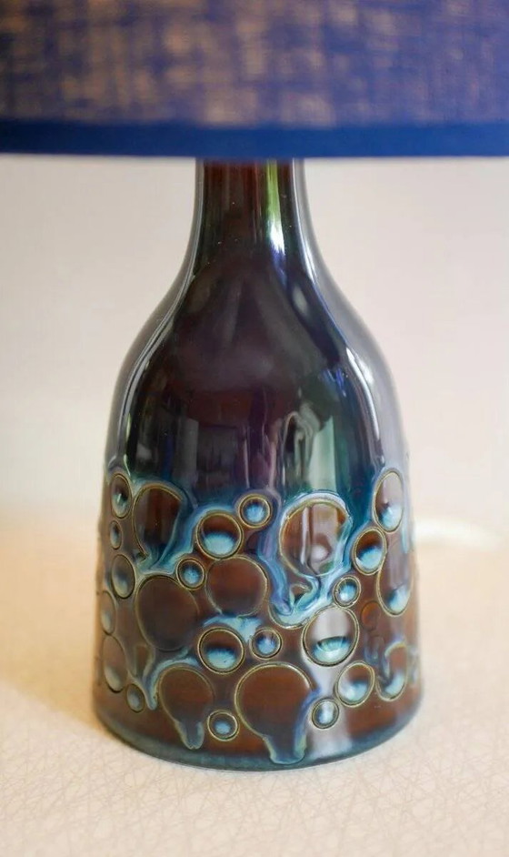 Image 1 of Mid-century modern pottery table lamp with candy glazing from Söholm, Denmark, 1960s