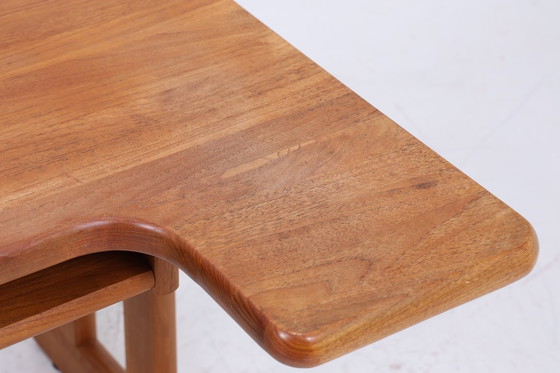 Image 1 of Vintage teak desk 60s | Mid - Century work desk school desk free table retro wood design #04-66