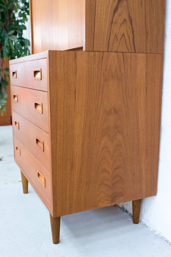 Image 1 of Poul Hundevad libreria segretaria a ripiani alti vintage in teak