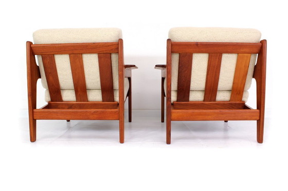 Image 1 of come nuova, 2x Arne Wahl Iversen f. Komfort, poltrona danese in teak della metà del secolo scorso, poltrona vintage, rivestiment