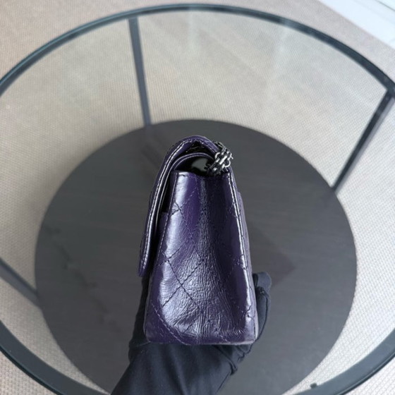 Image 1 of Chanel 2.55 Reissue 225 - Quilted Aged Calfskin Dark Violet Purple Aged Silver Hardware Series 17