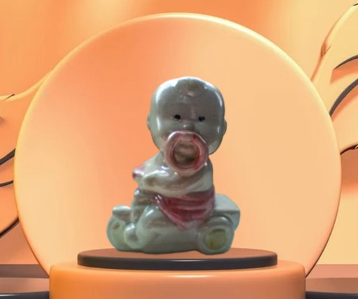 Mid-Century Lusterware Figurine – Baby on Tricycle – Davis & Freeman (Japan/USA)