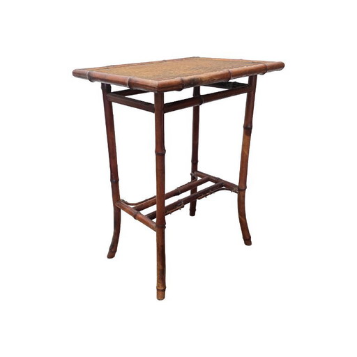 Antique bamboo table with braided top, late 19th century