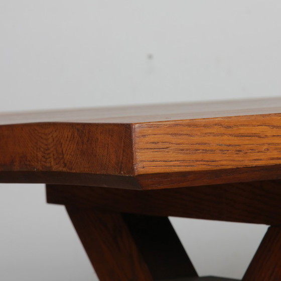 Image 1 of Massief eikenhouten eettafel, Frans vakmanschap, 1960