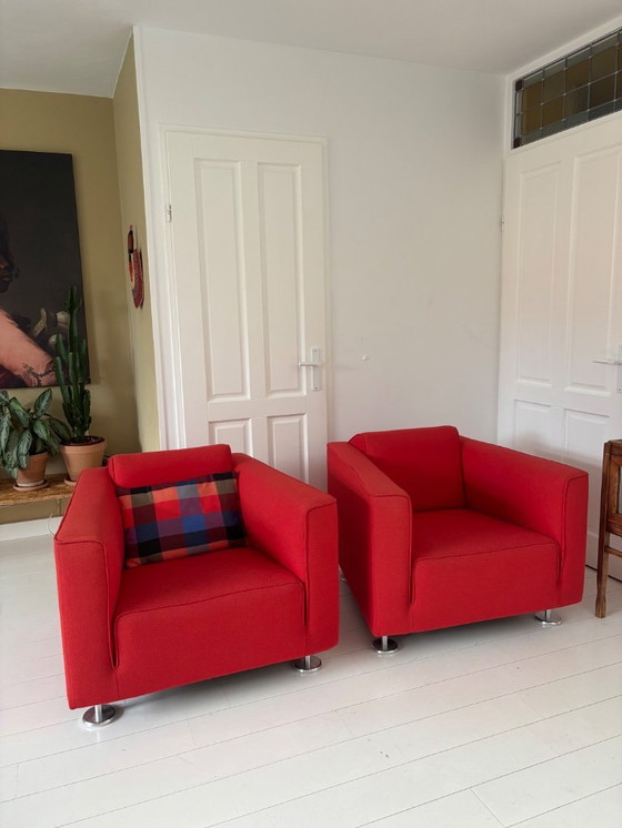 Image 1 of 2 x armchair Design on stock red (price each, chair may also be sold individually)